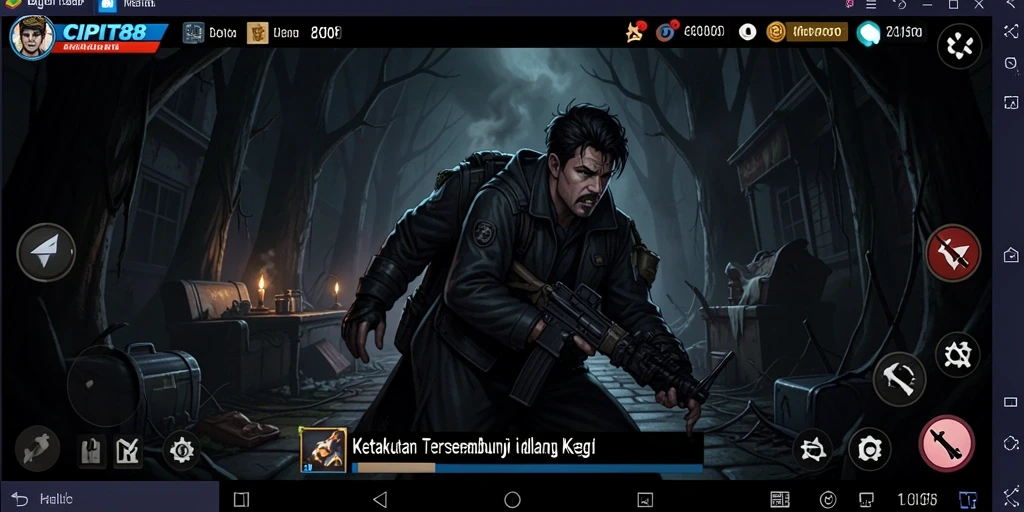Tangkapan layar utama CIPIT88 menampilkan suasana menyeramkan di dalam game.