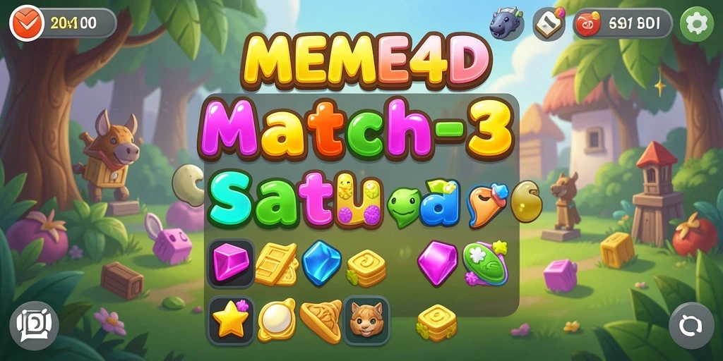 Tampilan gameplay <strong>MEME4D</strong> yang penuh warna dan menyenangkan.