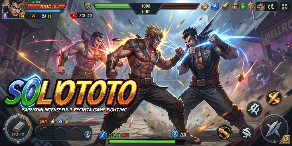 Screenshot SOLOTOTO menunjukkan aksi pertarungan yang menegangkan.